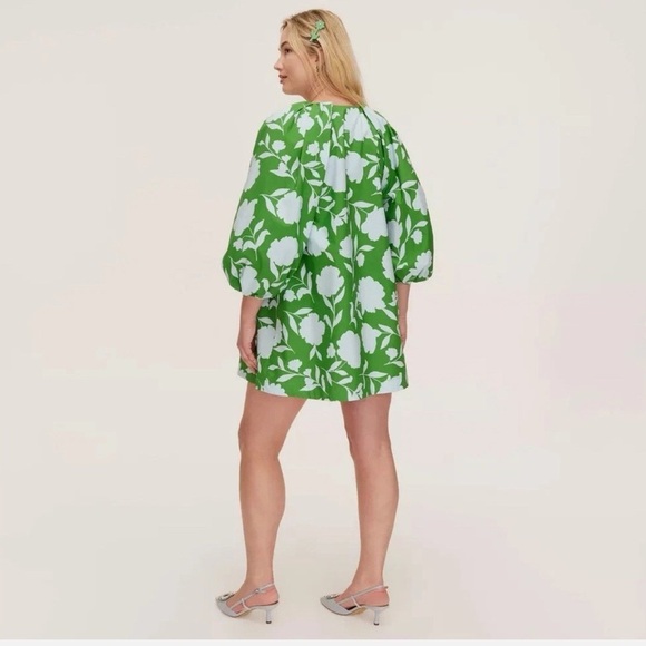 Kate Spade X Target Rose Poplin Green Long Sleeve Mini Dress Size Large NWOT - Picture 2 of 10